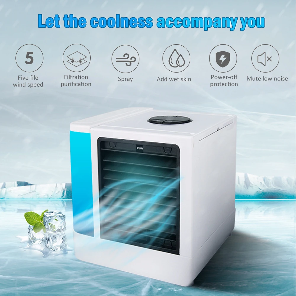 

Портативный воздушный охладитель светодиодный цифровой Дисплей светильник пять-Скорость зарядка через USB мини охраны окружающей среды Эне...