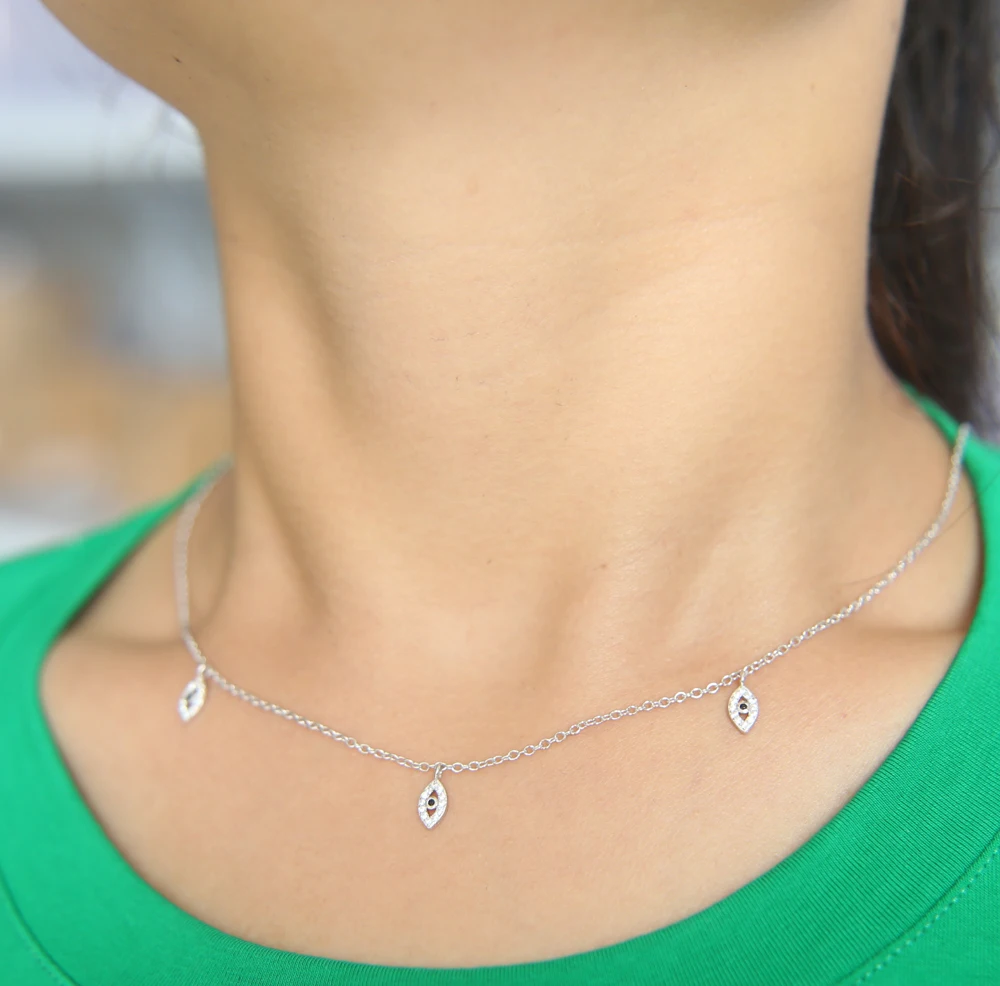 100% Стерлинговое Серебро 925 пробы минимальное количество три цвета милый cz сглаза