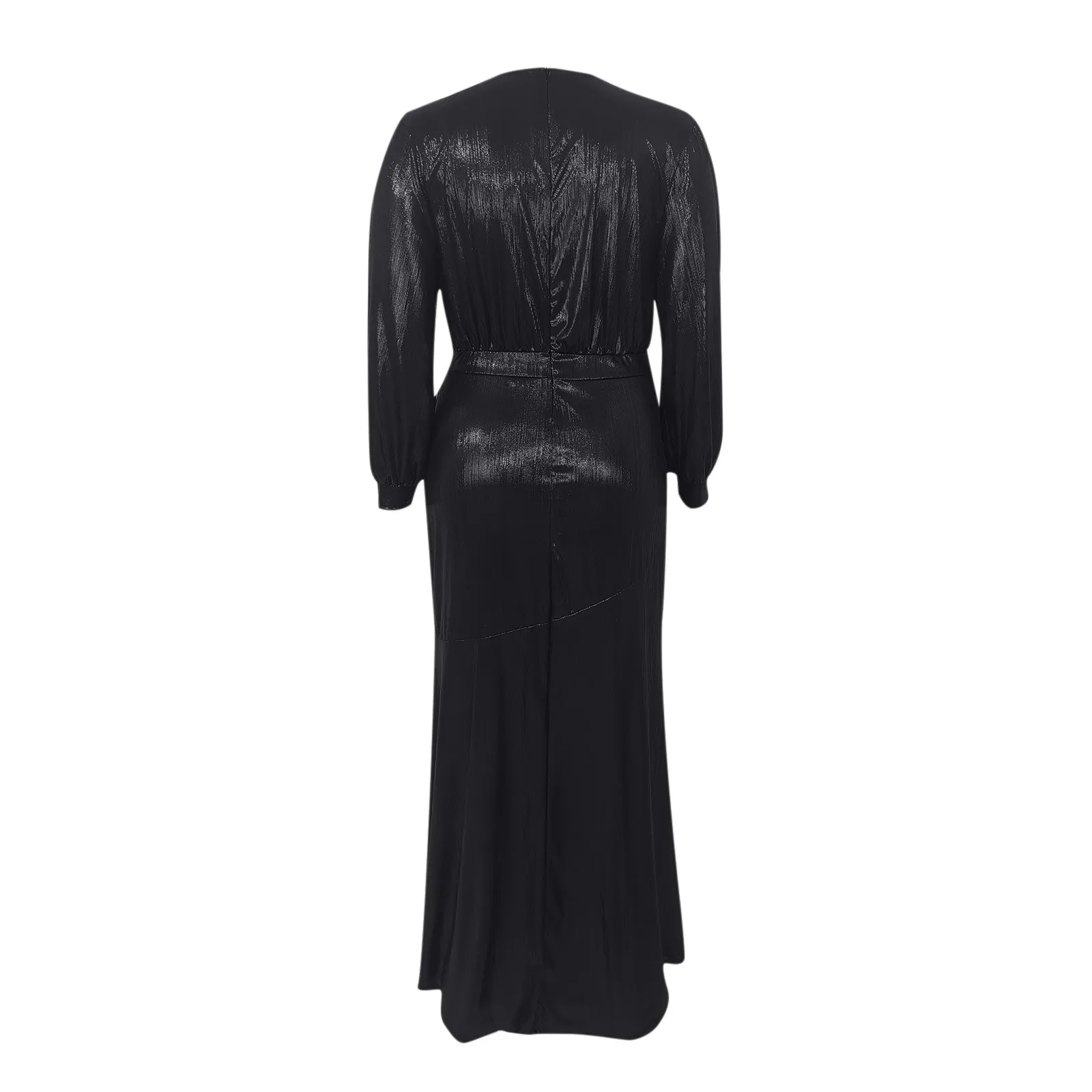 

Women Oversize DressSummer Casual V neck Solid Color Long Sleeve Fashion Floor_Length Dress Female Plus Size Dresses#35