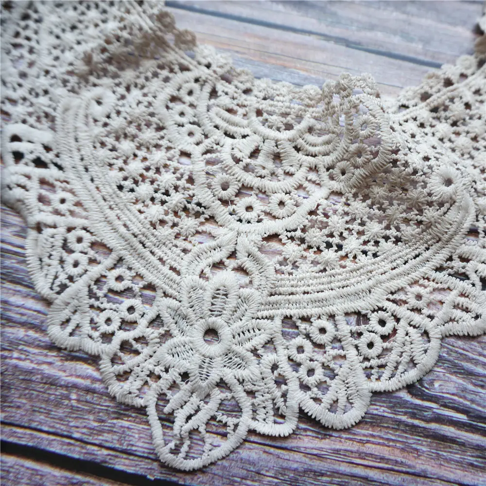 Цельный воротник из бежевой ткани вырезная вышивка нашивка Аппликации отделка