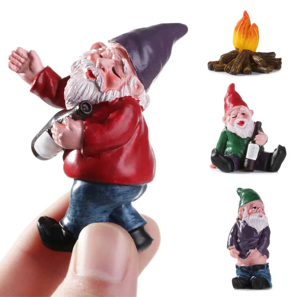 

1pc New Mini Gnomes Funny Drunk Elves Peeing Elf Micro Landscape Dwarf Figurines DIY Gift Fairy Garden Desktop Home Decoration