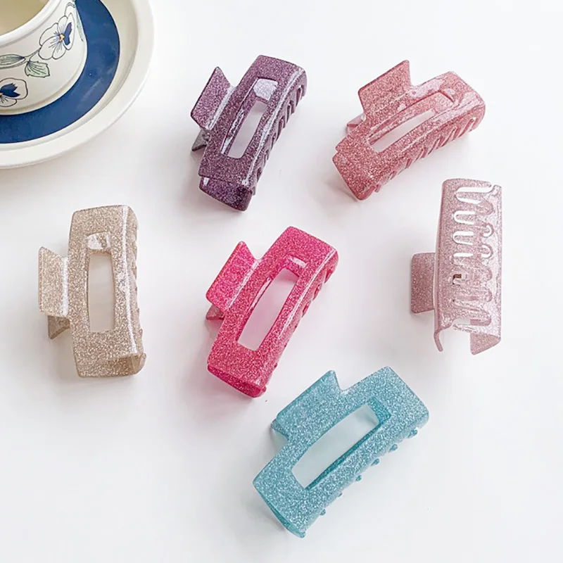 

Shiny Acrylic Geometrc Big Hair Claw Clips Women Girls Ponytail Holder Crab Barrette Clips Hair Clamps Make Up Hair Accessories