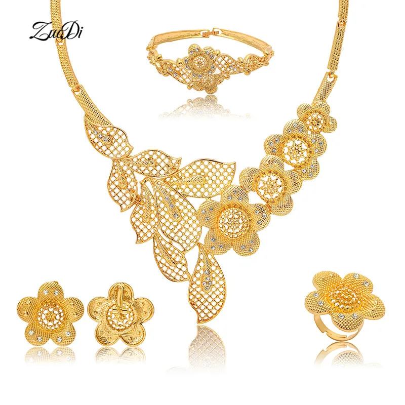 

ZuoDi 2021 Fashion African woman Accessories Jewelry set Dubai gold-Jewelry sets Wholesale nigerian Wedding Bridal Jewelry set