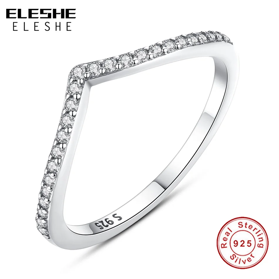 ELESHE 2018 новый 925 пробы серебряные блестящие желаю палец кольцо CZ кристалл для Для
