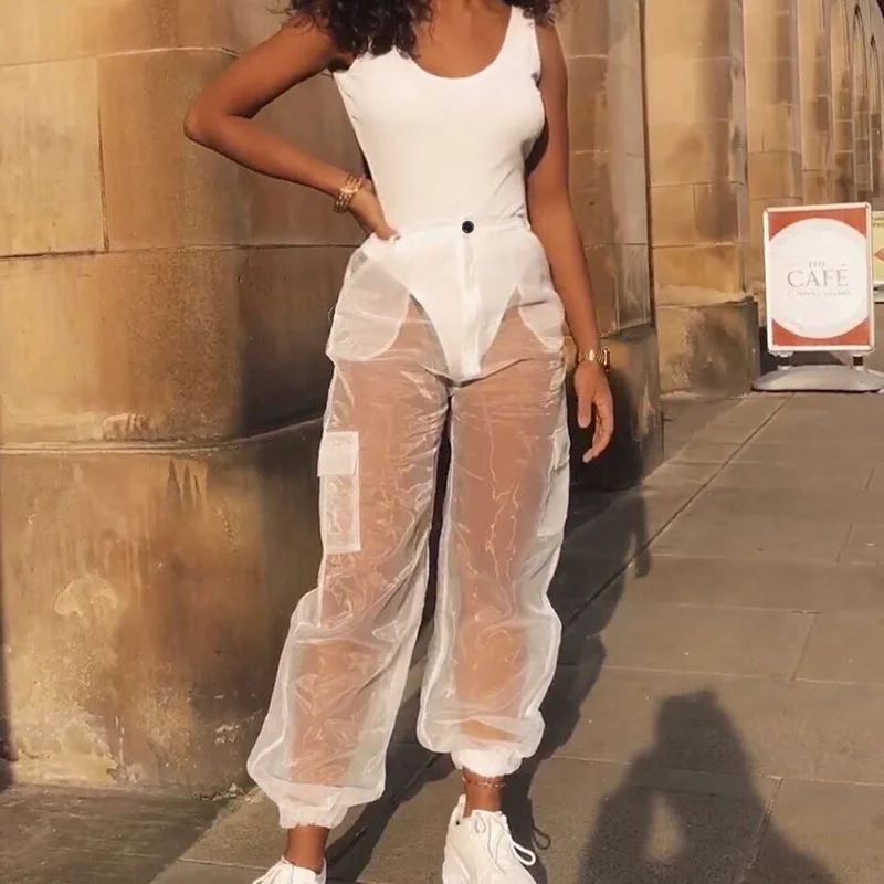 Женские сетчатые шаровары MONMOIRA однотонные с высокой талией cwp0132-5 | Женская одежда