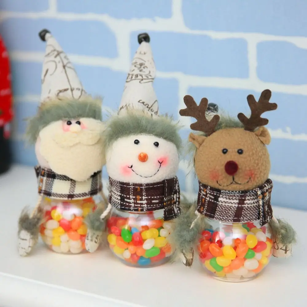 

Christmas Decorations Children Christmas Candy Gift Box Cartoon Creative Transparent Santa Candy Jar Kids New Year Gifts