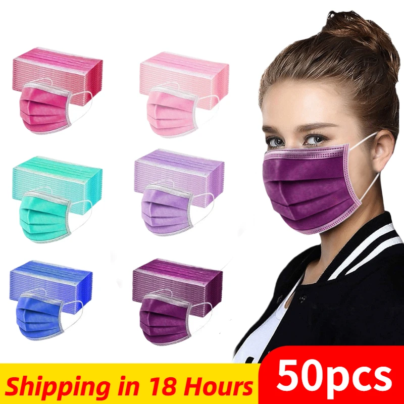 10/50/100 шт. взрослых Mascarilla одноразовая маска для лица 3ply петли уха Mascherine Lavabili маске