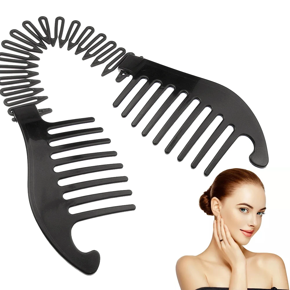 

1PC Bendable Hair Comb Ponytailer Hair Styling Tool Modern Banana Clip Interlocking French Side Women Girls DIY Hair Style