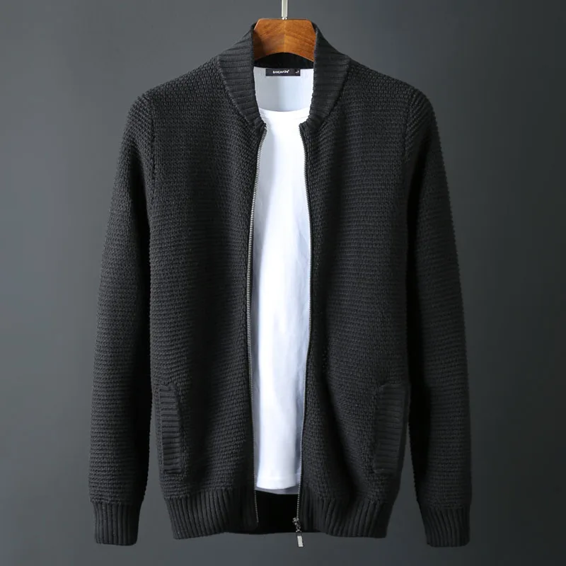 Minglu протектор свитер со стоячим воротником мужские роскошные 1010% хлопковый с