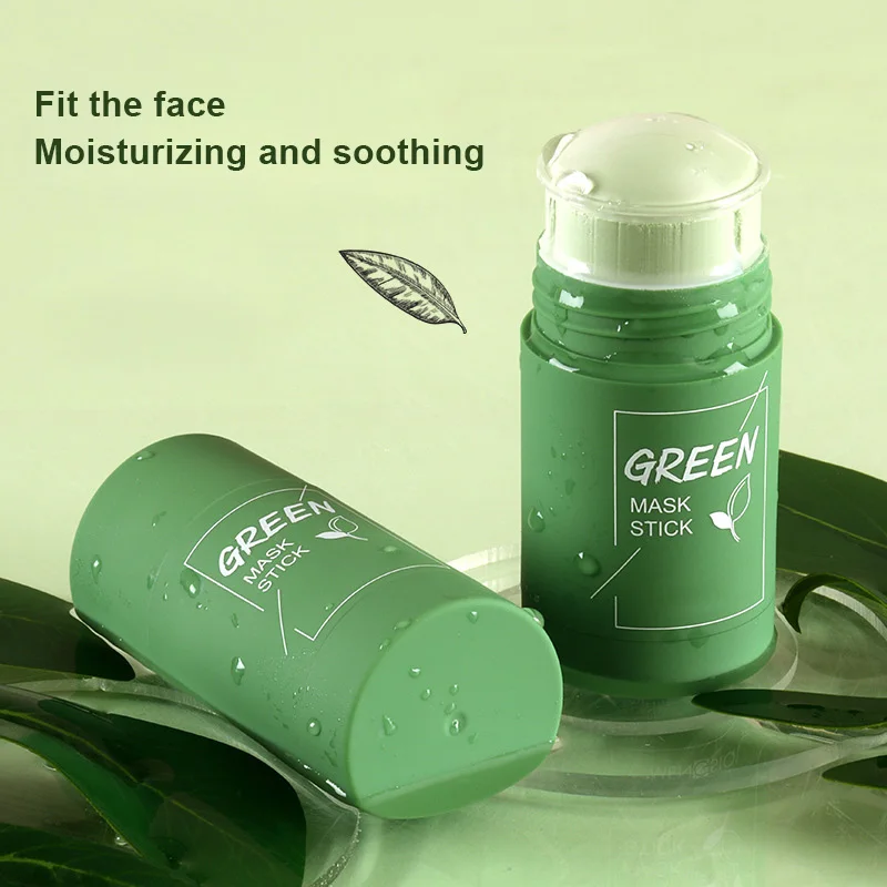 

Green Tea Cleansing Solid Mask Purifying Clay Stick Mask Oil Control Anti-Acne Eggplant Skin Care Whitening Care Face