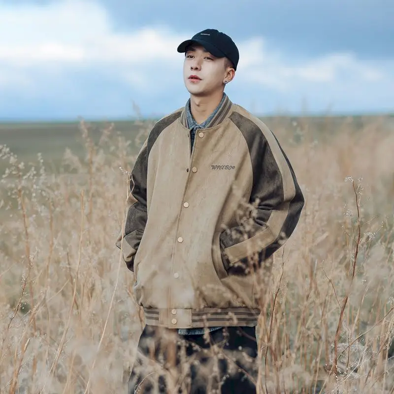

Letter Printing College Jackets Mens Patchwork Color Block Vintage Spring Autumn Bomber Varsity Women Baseball Coats Unisex Tops