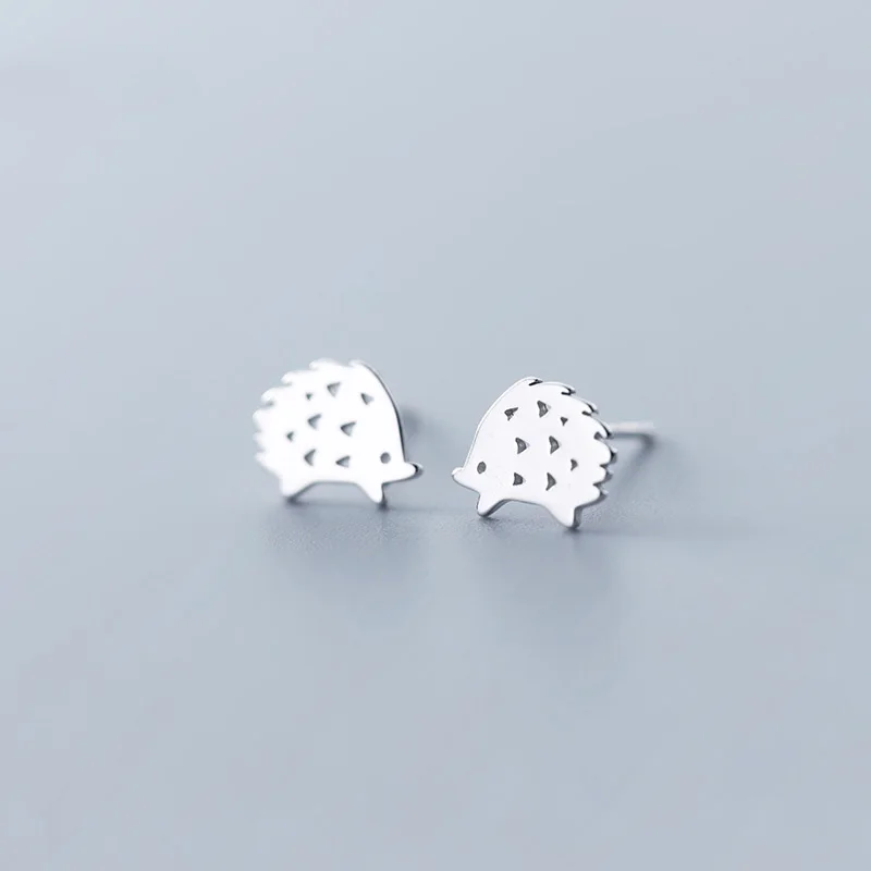 Silver Trustdavis 925 Твердые настоящие милые серьги-гвоздики в виде ежика, подарок для женщин, девочек, детей, леди, ювелирное изделие DA313 - Окраска металла: Silver