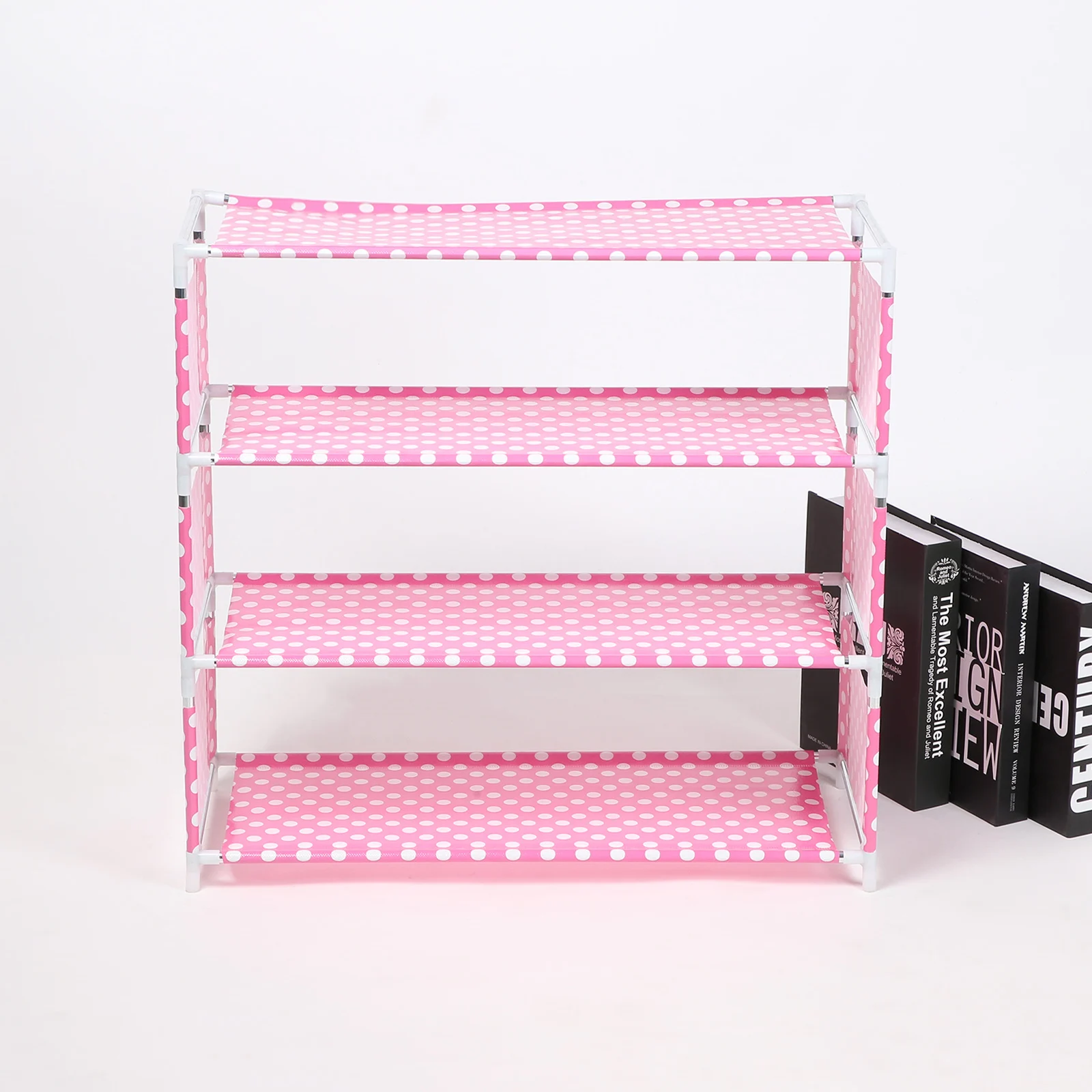 Pink 4 Layers 3/4/5/6 слоев Нетканая обувная стойка ткань пыле шкаф Органайзер легко установить держатель сделай сам Складная подставка для обуви Полка - Цвет: Pink 4 Layers