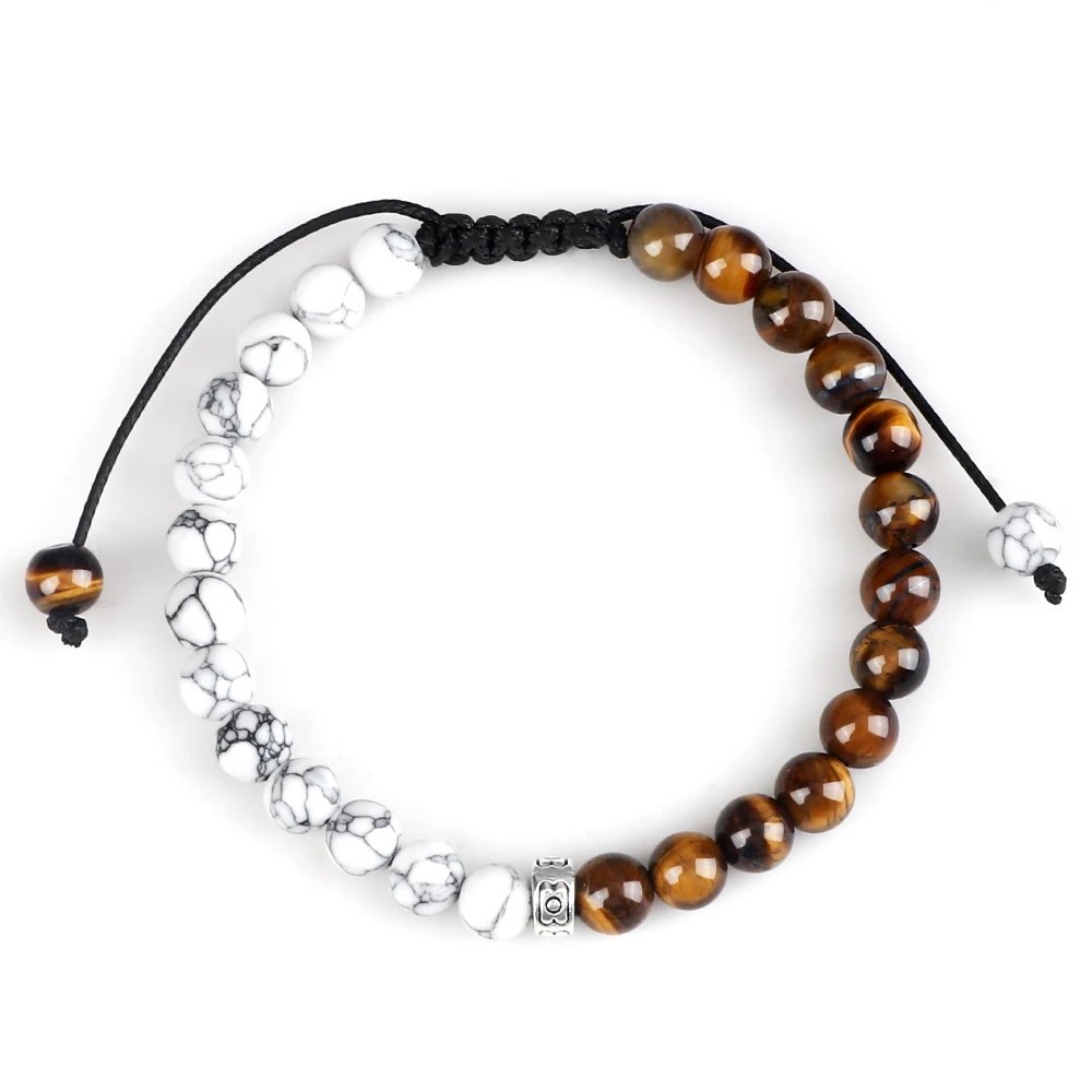 Парные бусины Yinyang искусственный тигровый глаз драгоценные браслеты для женщин и