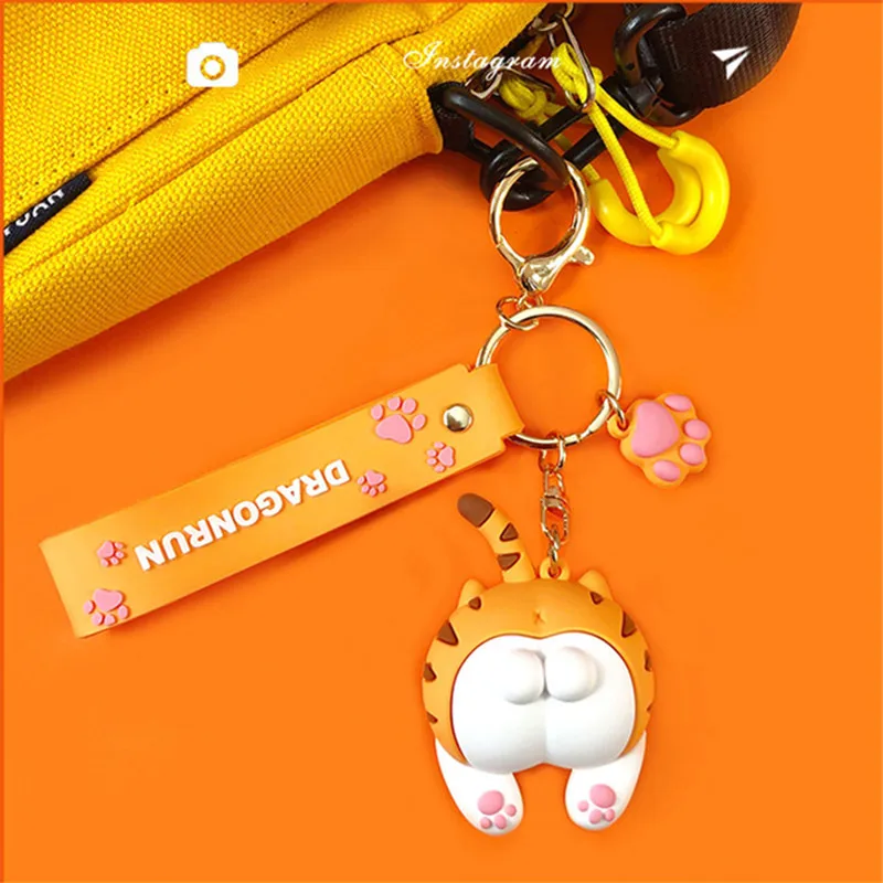 Брелок для ключей с милым котом и ягодицами милый мультяшный автомобильный