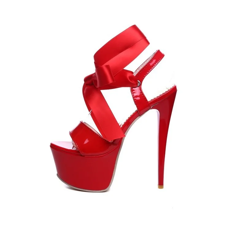 

Summer silk strap elegant thick platform sandals women's shoes large 40-48