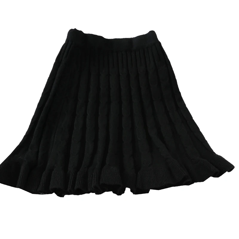 

2020 Skirts Womens Saia Acrylic None Skirt Spring New Women's Knit Solid Color Embossed Flower High Waist Ruffled A Word Short
