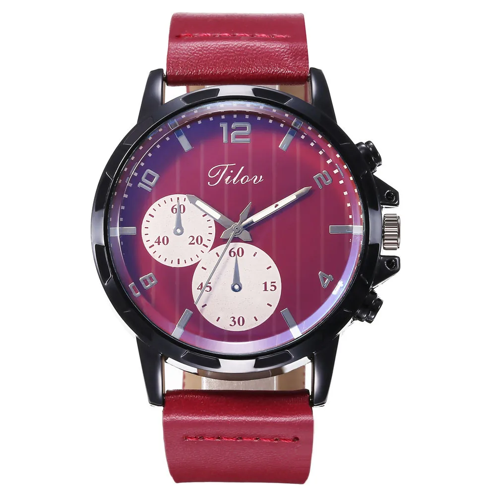 JILOU модные креативные часы с большим циферблатом и двойным ремешком мужские