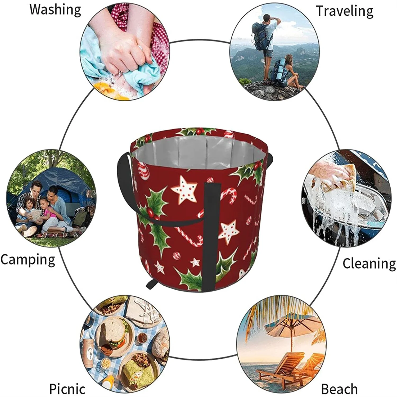 

5 gallon collapsible bucket, water storage container portable folding camping bucket fishing trip wash basin large water storage