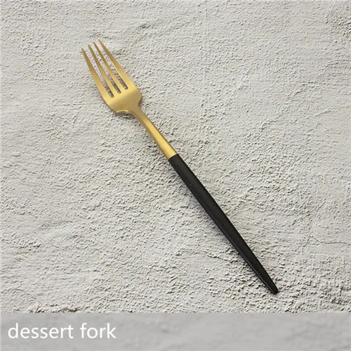 dessert fork Золотой столовый набор из вилок из нержавеющей стали, ложка, посуда, кухонный десертный ужин, вилка, ложка, набор ножей, столовая посуда, набор посуды - Цвет: dessert fork