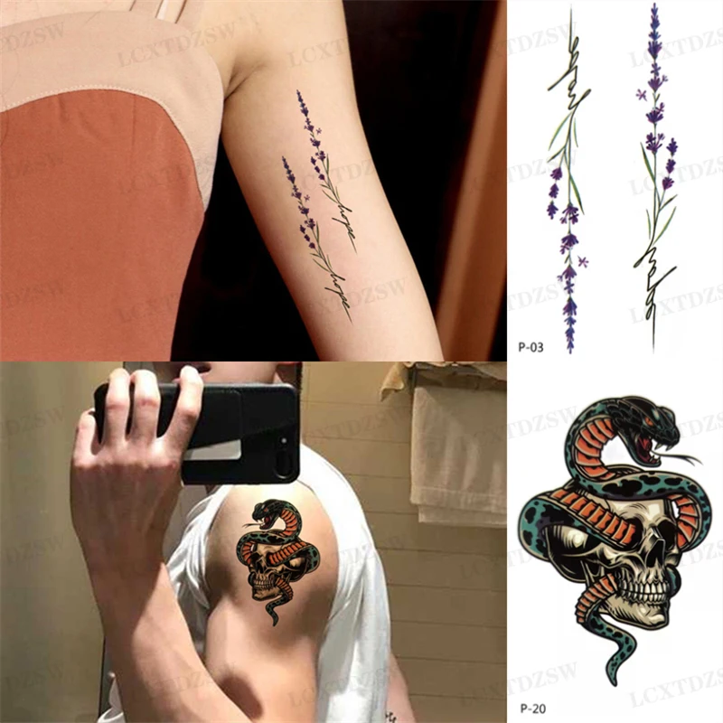 Wolf Totem Waterproof Fake Tattoo Stickers For Men Women Sexy Flower Tattoos Stickers Body Art  Water Transfer Decals Tattoo