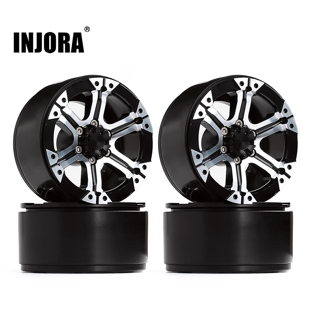 

INJORA 4Pcs 1.9 Beadlock 6-Spokes Metal Wheel Rim Hub for 1/10 RC Crawler Car Axial SCX10 90046 D90