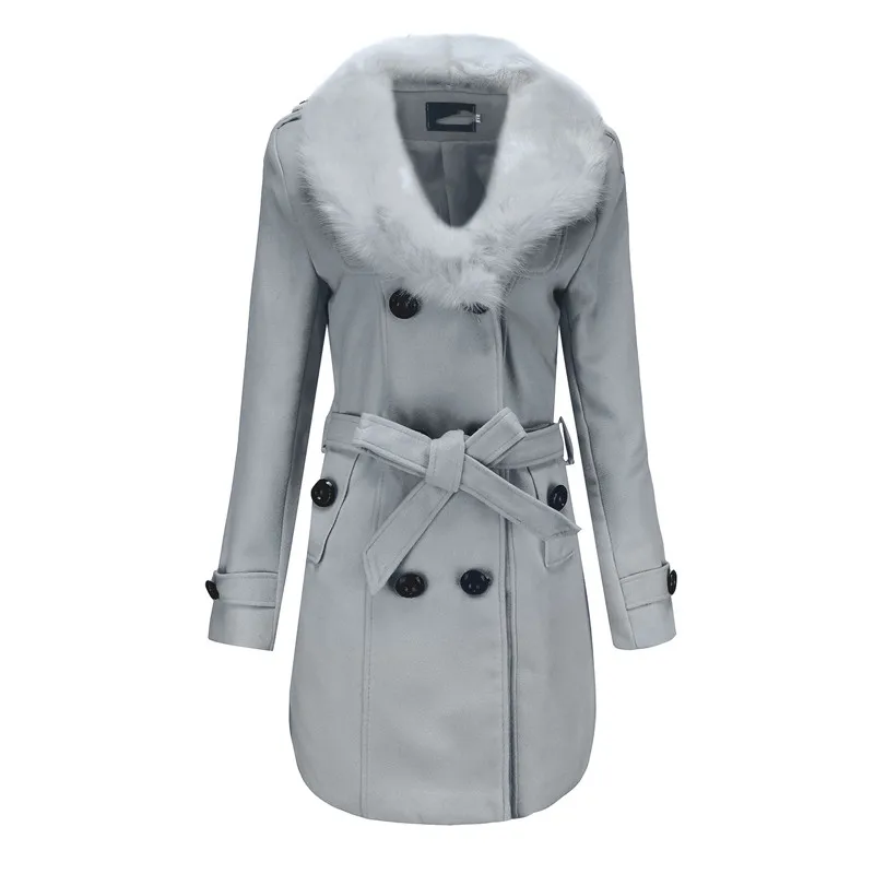 

Winter woolen coat women M-5XL plus size top jacket 2019 new long sleeve lapel plus thick fashion warmth long blends coat LD1220