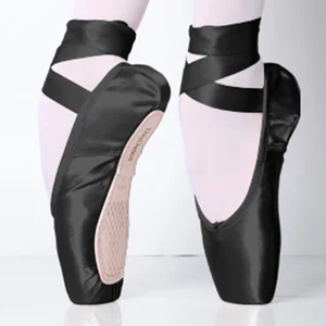 Black Satin Ballet Pointe Shoes Ladies Professional Ballet Shoes Girls Women Ballerina Shoes With Ri in India