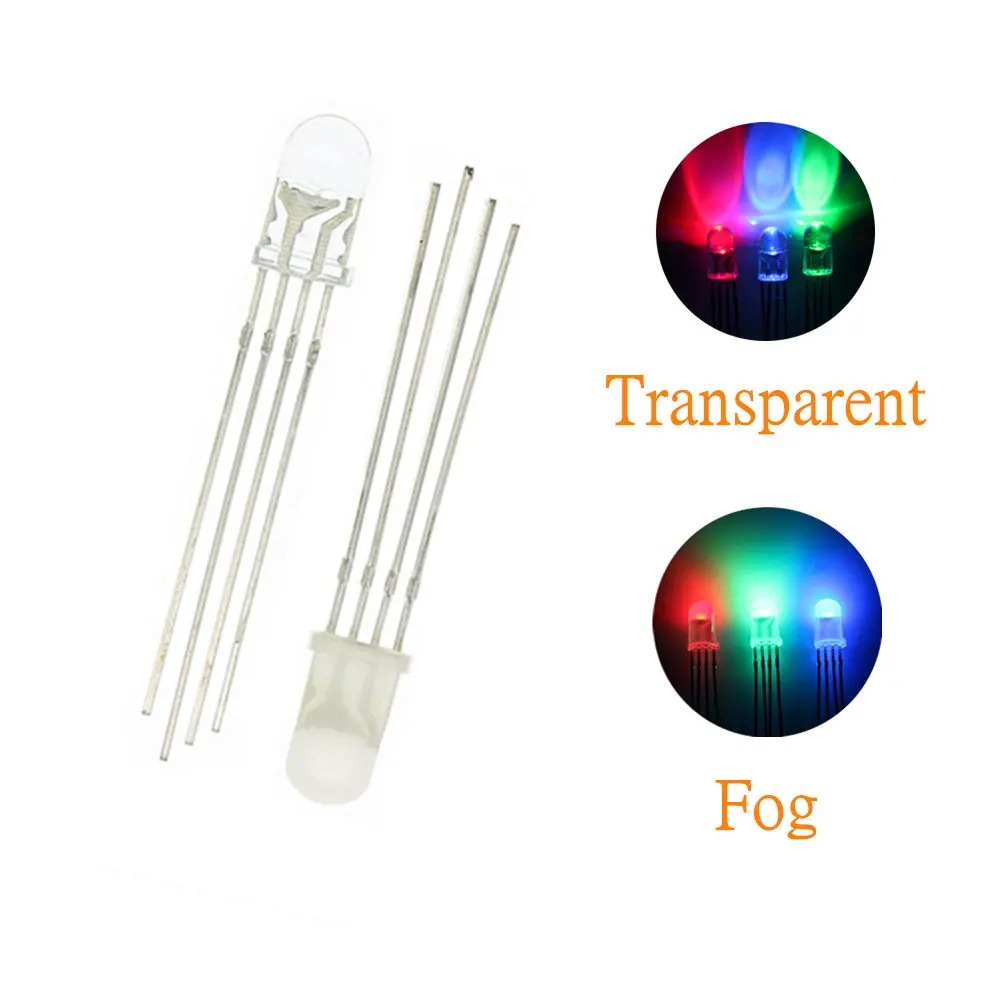 

100pcs 4pin 5mm RGB LED Emitting Diode Indicator Arduino Red Green Blue Multicolor Common Anode Cathode DIY PCB Circuit Bulb