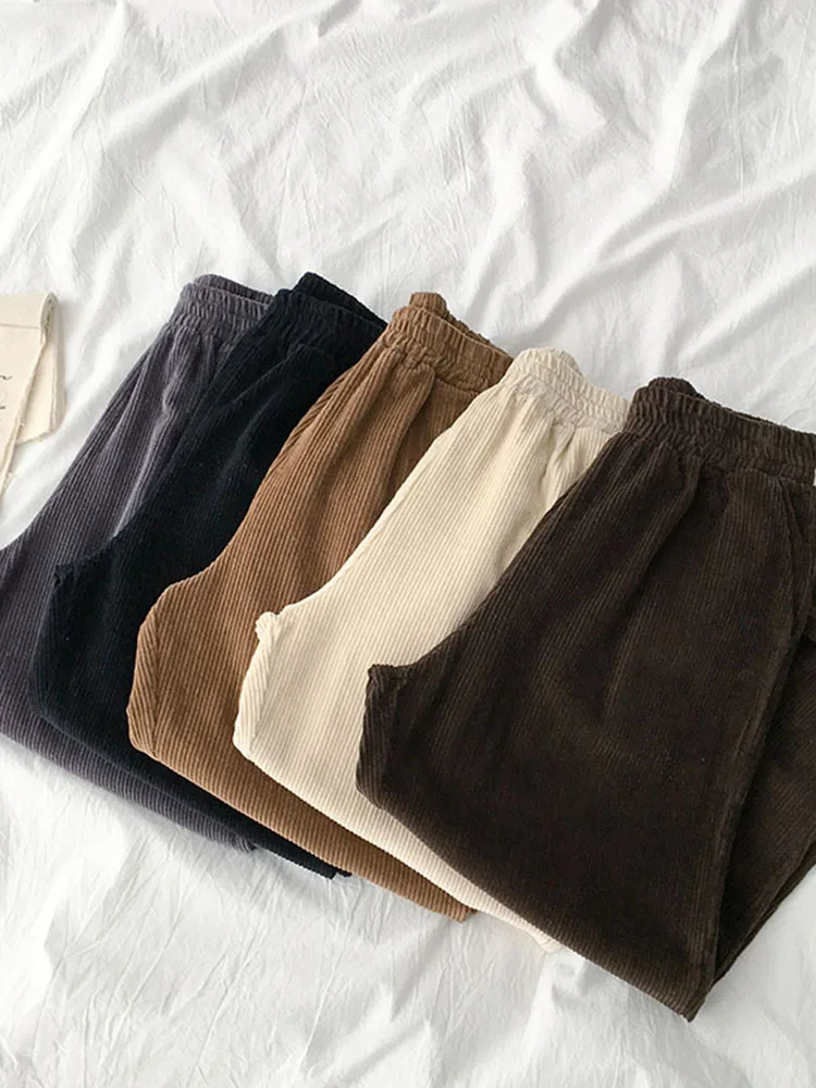 Штаны женские вельветовые мешковатые в стиле 90-х с заниженной талией | Женская