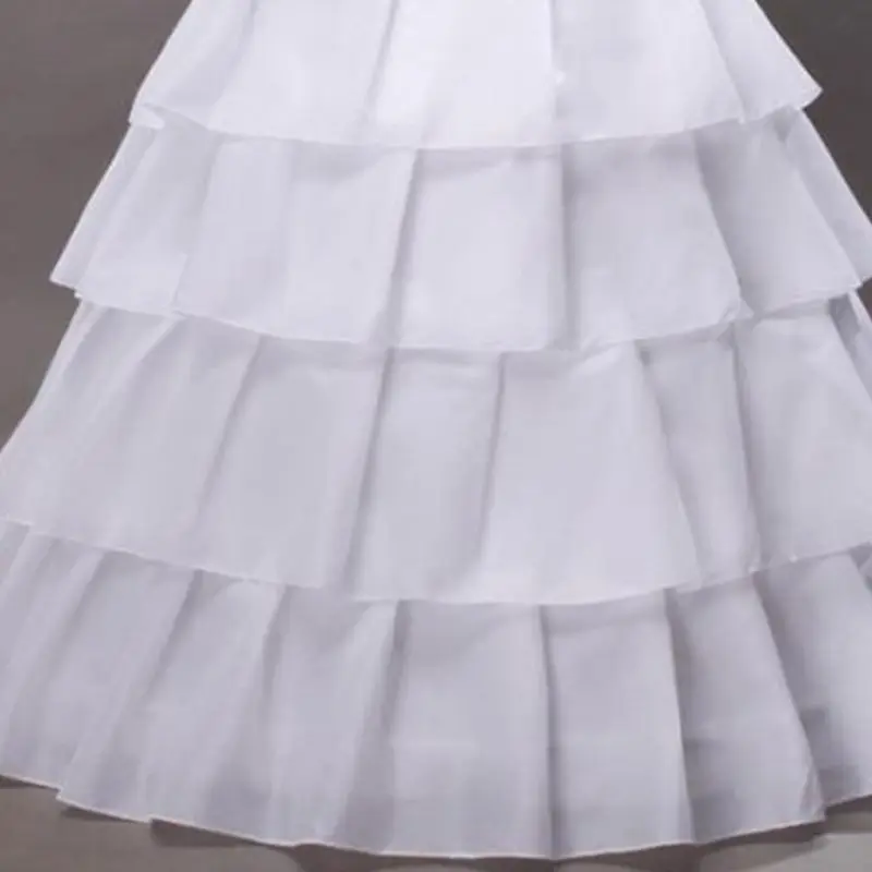 

Womens Floor Length 3 Hoops 4 Ruffles Petticoat Bridal Wedding Dress Tiered Crinoline Elastic Waist Prom Ball Gown Underskirt