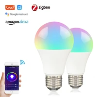 tuya zigbee 3 0 smart e27 led light bulb lamp smart life app control rgbwc dimmable work with alexa google home automation