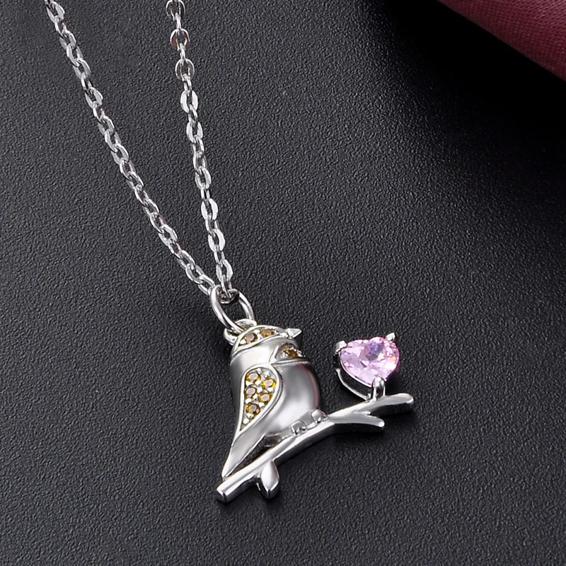 Цепочка женская из серебра 925 пробы с перьями орла фламинго тукана совы амулет на