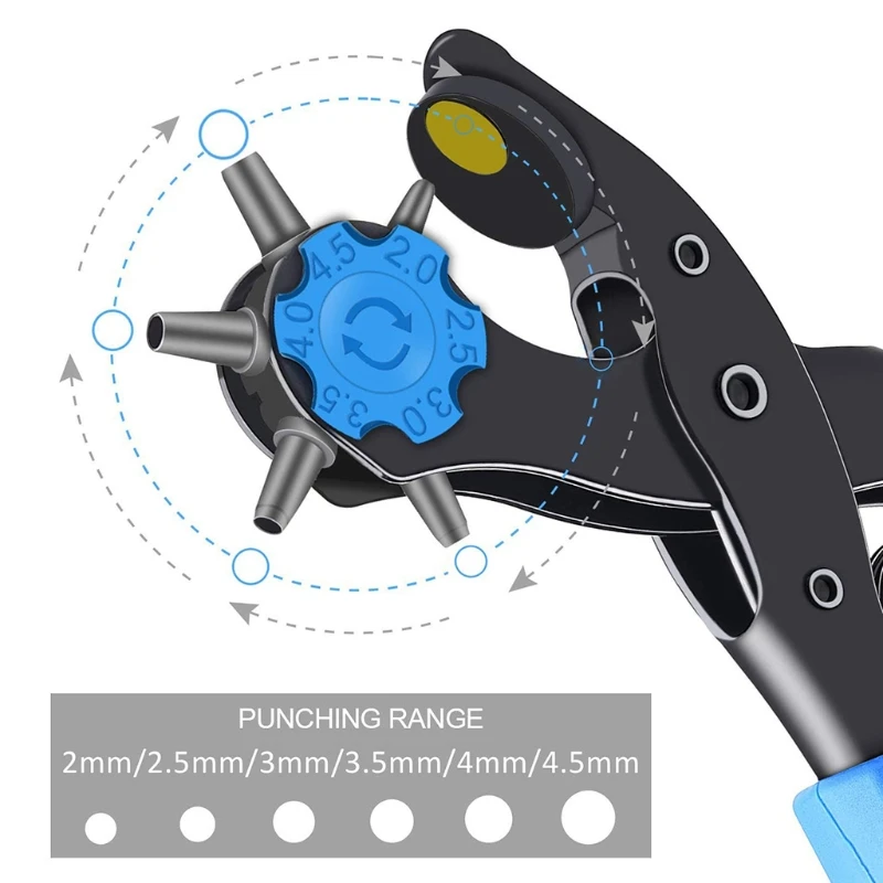 Цена Дырокол для кожи, плоскогубцы, инструмент, набор кнопок «сделай сам» для домашнего рукоделия, роторный дырокол, резак, работа с ремнем, талие...