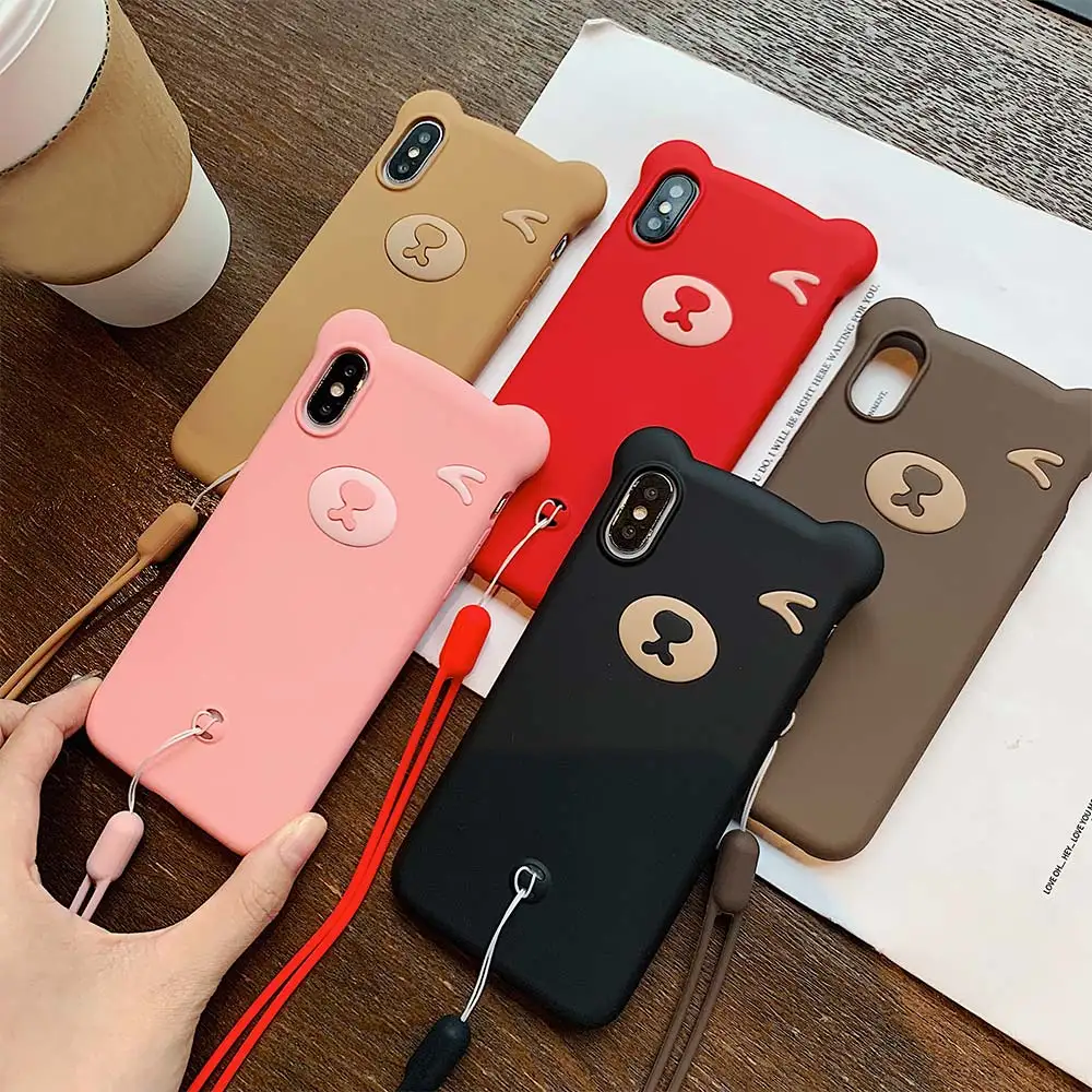 KISSCASE милый медведь силиконовый чехол для iPhone X XR XS MAX ремешок ТПУ ударопрочный 7 8 6