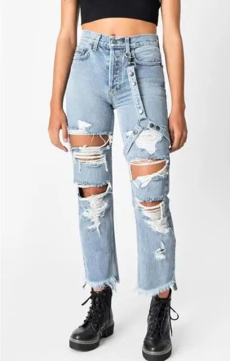 2019 сексуальные женские летние джинсы со средней талией рваные потертые