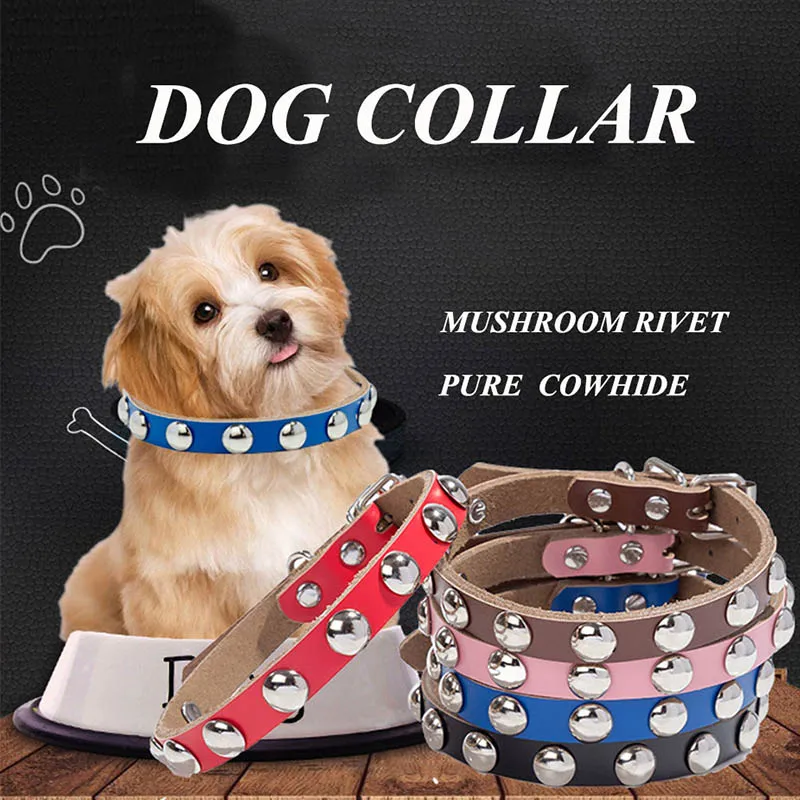 Кожаная кожа Индивидуальный Круглый Шипованный ошейник в стиле панк для собак