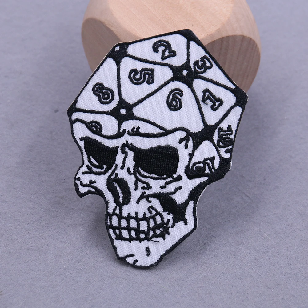 1PC Creative Dice Skull Patch Embroidery Applique for Punk Clothes Iron on Transfer Clothing Accessories Sew Fabric Badge | Дом и сад