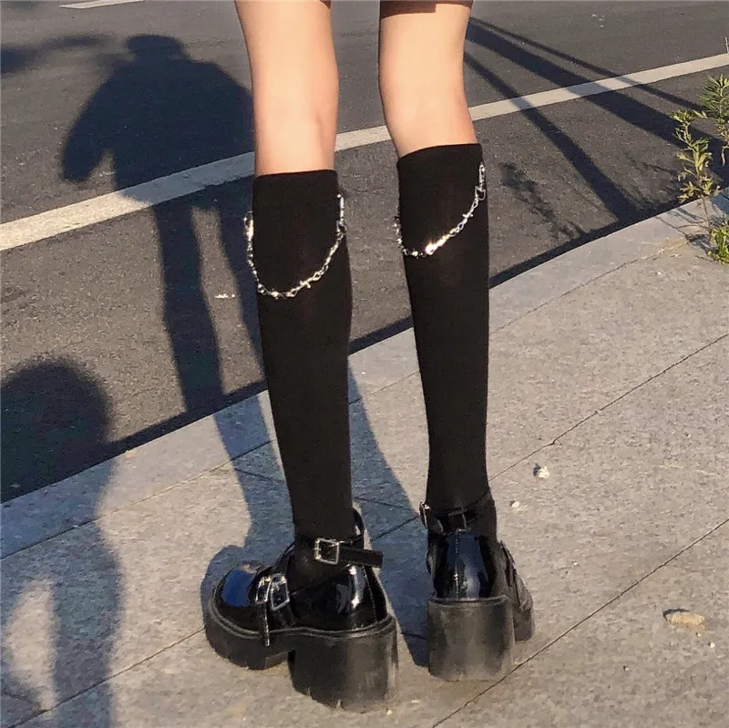Black Stockings White Line JK Lolita stockings pantyhose Japanese School Uniform Girls Vintage For JK dress Lolita skirt