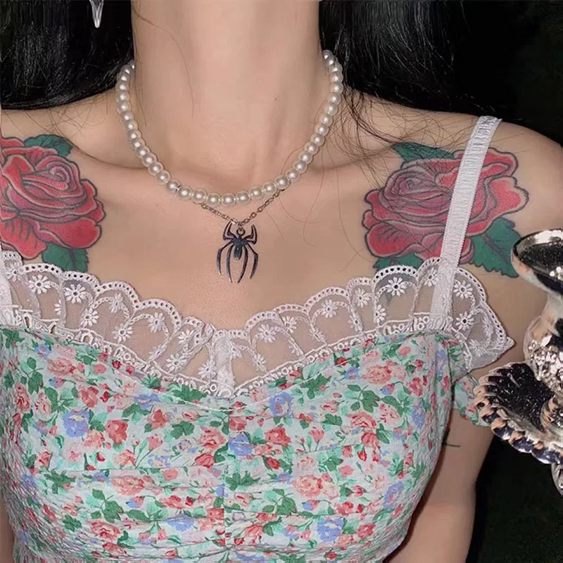 

Жемчужное ожерелье Goth Spide для женщин, ожерелье эмо для подростков, ювелирные изделия egirl y2k, Необычные эстетические уникальные украшения 2021