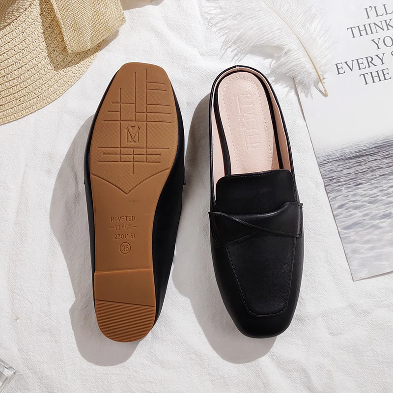 

Women's slippers outdoor Women's slippers Flat Muller slippers Women's Fashion sandals 2021 new fashion leather shoes