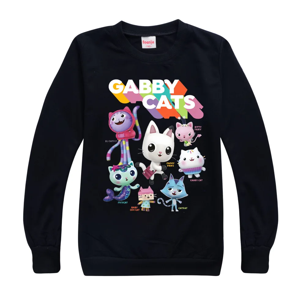 

Fashion Autumn Kids Clothes for Girls Boys Gabby Cats Long Sleeve Sweater Cotton T-shirt Tops Baby Children Cartoon Print Outfit