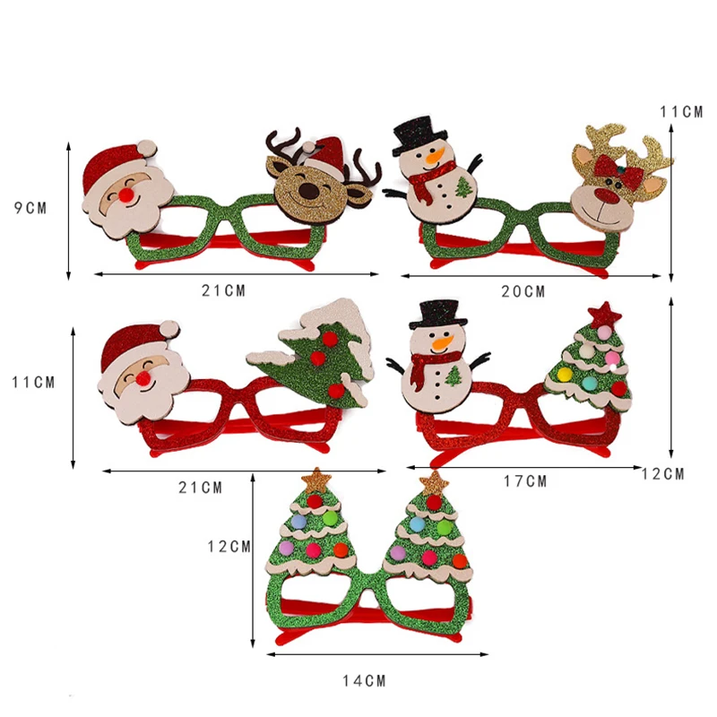 

Christmas Party Decorations Adult Children'S Toys Santa Snowman Antler Glasses Frame Glittered Eyeglasses Kids Favors Xmas Gift