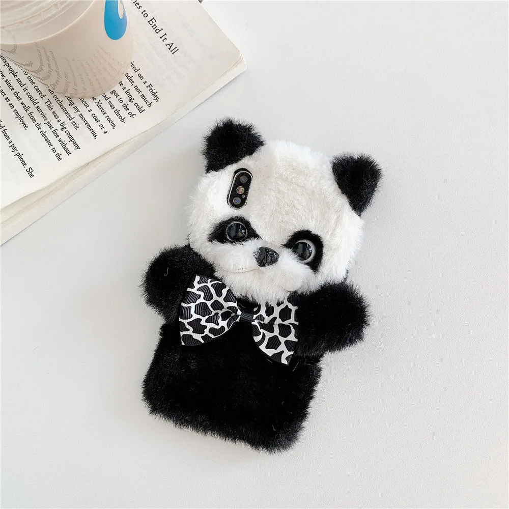 Чехол для iPhone 11 Pro Max плюшевый чехол телефона милая пушистая панда бампер
