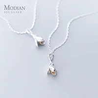 modian new simple blooming magnolia flower pendant necklace for women adjustable sterling silver 925 flora necklace fine jewelry