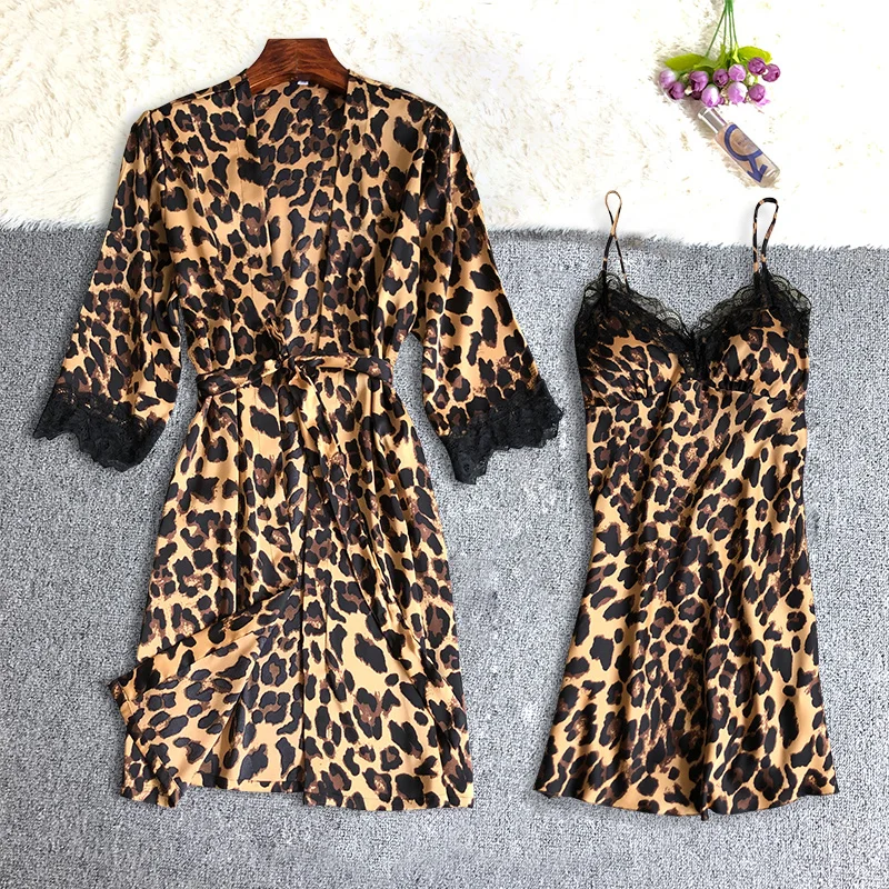 

Пижама женская из двух предметов, комплект из двух предметов, новинка 2021, пикантная Летняя женская пижама с леопардовым принтом, тонкий кост...