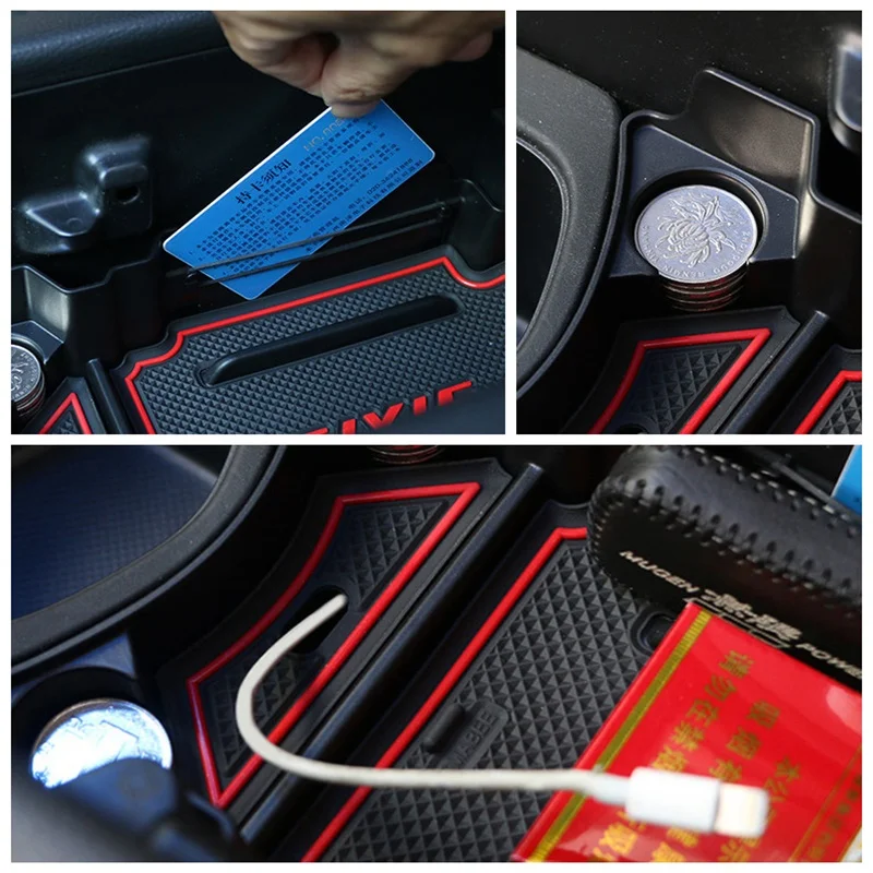 

ABS Car Armrest Box Storage Case Built-in Silica Gel Non Slip Mat For Honda Civic 2016 2017 2018 2019 Decoration Accessories
