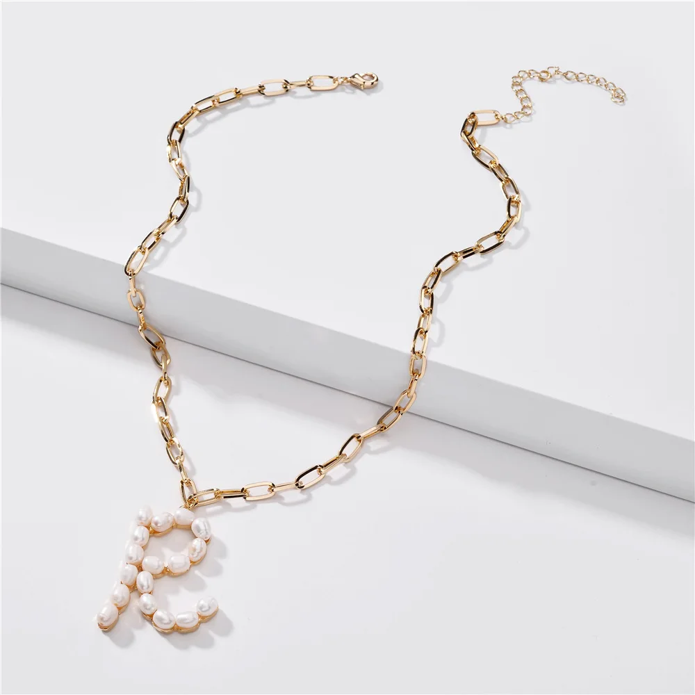 Большой натуральный пресноводный жемчуг ожерелье с буквенным принтом