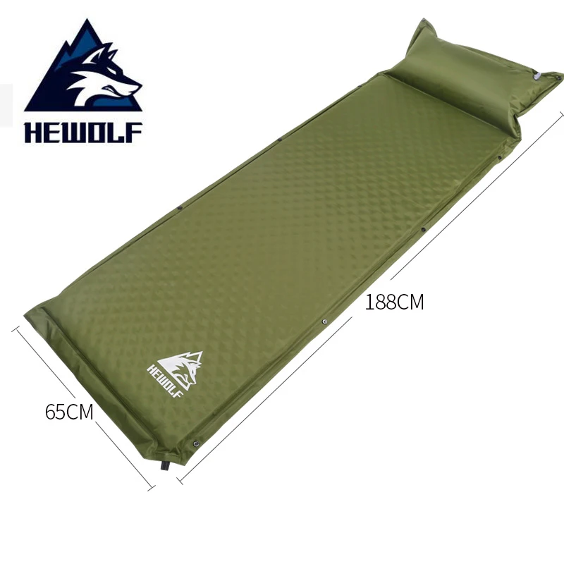 Green Single HEWOLF 2+ 1 сплайсированные уличные толстые 5 см автоматические надувные подушечки для уличной палатки походные коврики кровать матрас 2 цвета - Цвет: Green Single