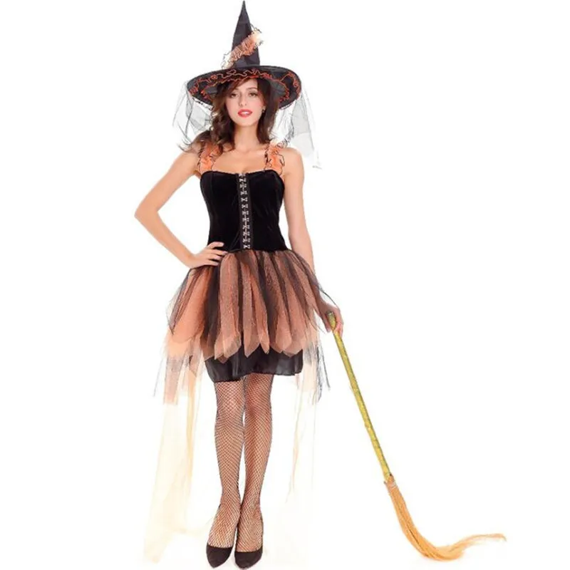 

New Women Lady Orange Witch Female Fairy Masquerade Costumes Carnival Party Supplies Costume Halloween Christmas